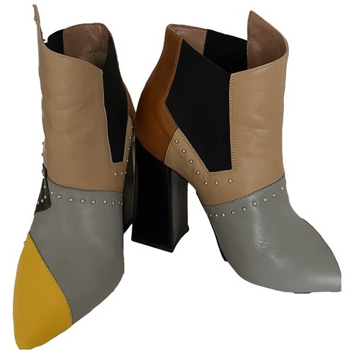 Pre-owned Pollini Leather Ankle Boots In Multicolour