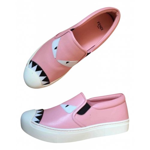 Pre-owned Fendi Leather Trainers In Pink