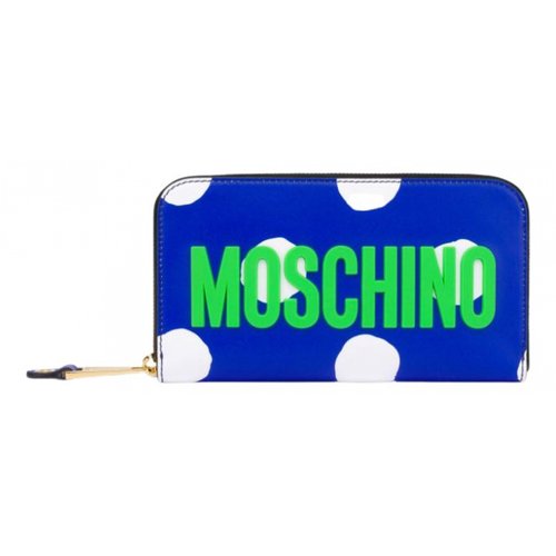 Pre-owned Moschino Leather Wallet In Blue