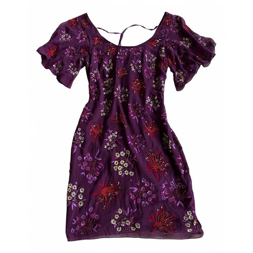Pre-owned John Galliano Silk Mini Dress In Purple