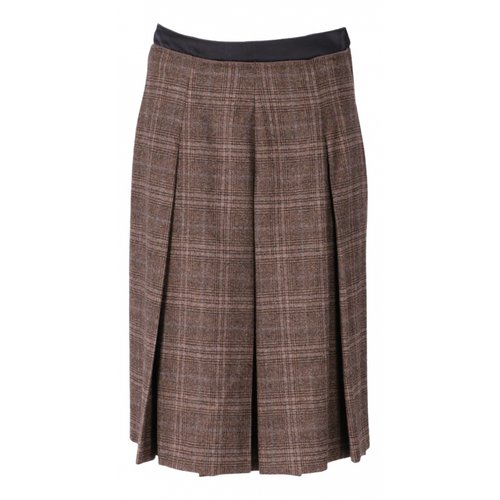 Pre-owned Lanvin Wool Mid-length Skirt In Brown