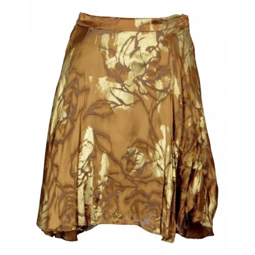 Pre-owned Alice And Olivia Silk Skirt In Gold