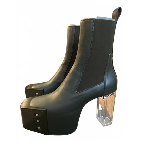 Pre-owned Rick Owens Leather Boots In Green