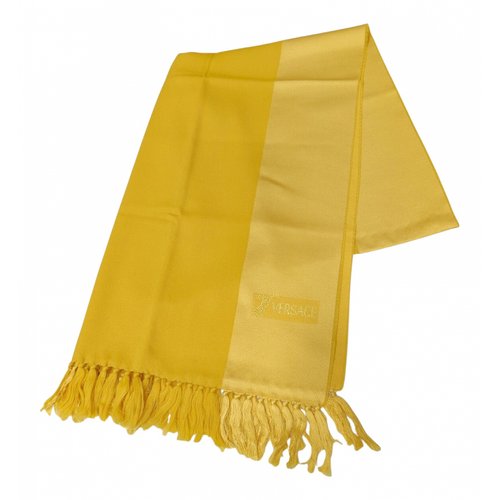 Pre-owned Versace Silk Scarf In Yellow