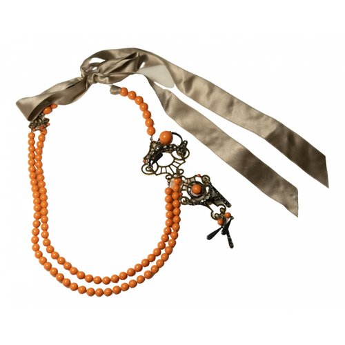 Pre-owned Lanvin Pearl Necklace In Orange