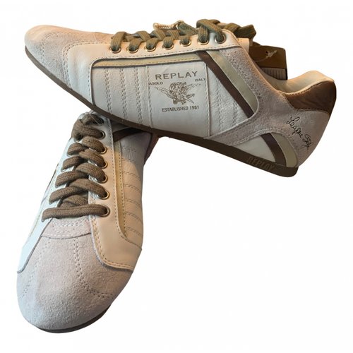 Pre-owned Replay Leather Trainers In Beige