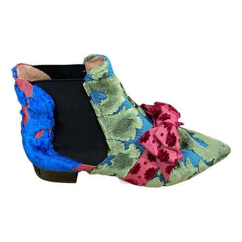 Pre-owned Moschino Velvet Ankle Boots In Multicolour