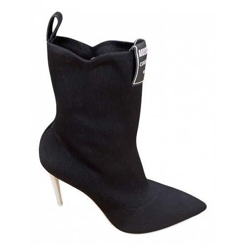 Pre-owned Moschino Cloth Ankle Boots In Black