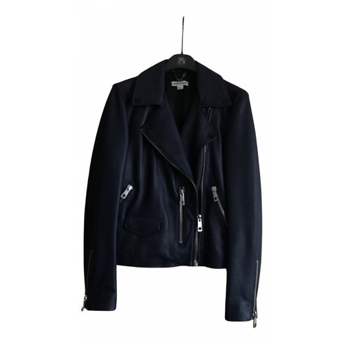 Pre-owned Whistles Leather Jacket In Navy