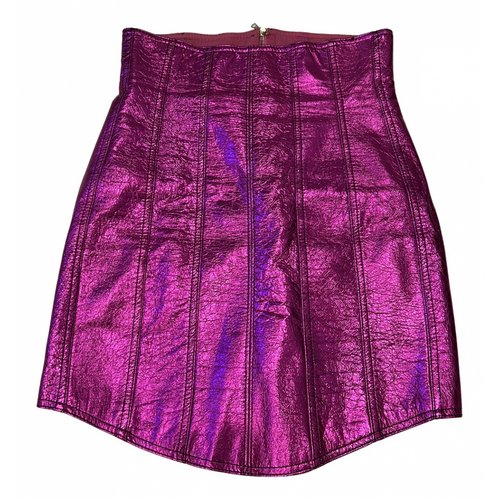 Pre-owned David Koma Leather Mini Skirt In Pink