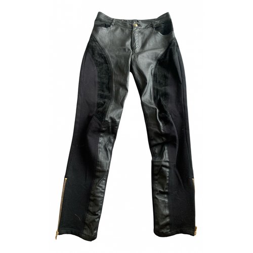 Pre-owned Emilio Pucci Leather Straight Pants In Black