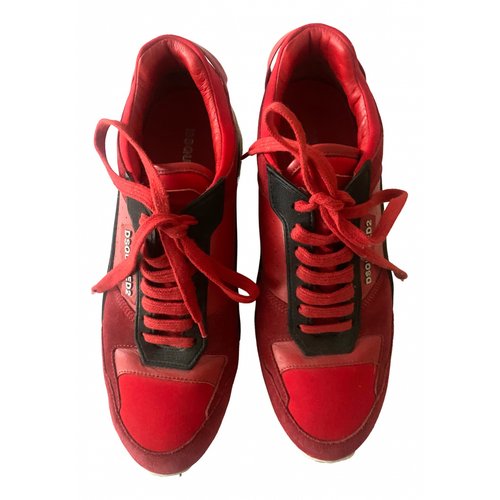 Pre-owned Dsquared2 New Runner Leather Low Trainers In Red