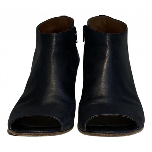 Pre-owned Maison Margiela Leather Open Toe Boots In Black