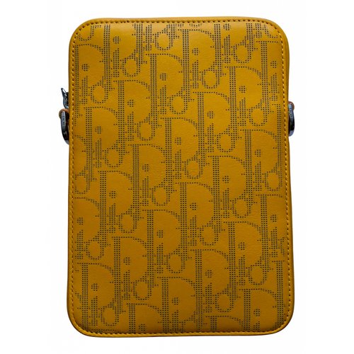 Pre-owned Dior Leather Travel Bag In Yellow