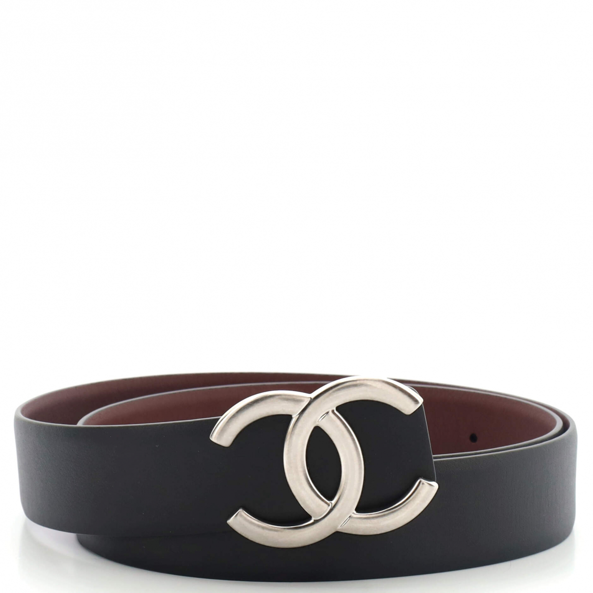 Pre-owned Chanel Leather Belt In Black 