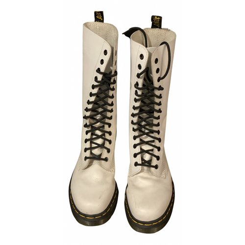 Pre-owned Dr. Martens' 1914 (14 Eye) Leather Boots In White