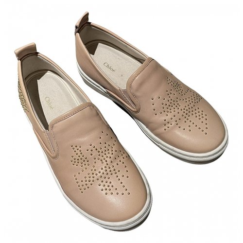 Pre-owned Chloé Leather Trainers In Beige