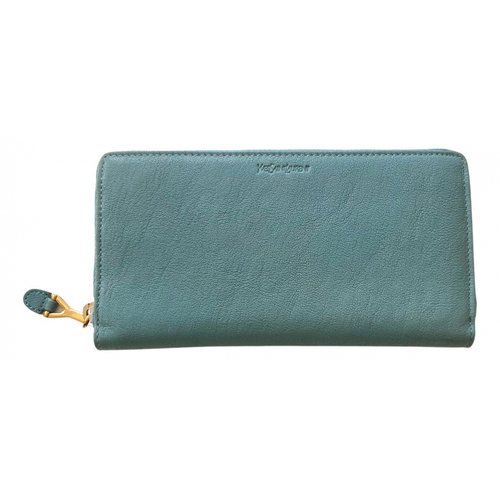 Pre-owned Saint Laurent Leather Clutch In Blue