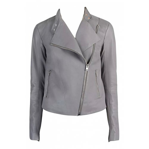 Pre-owned Joseph Leather Jacket In Grey
