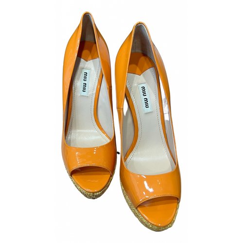 Pre-owned Miu Miu Leather Sandals In Orange