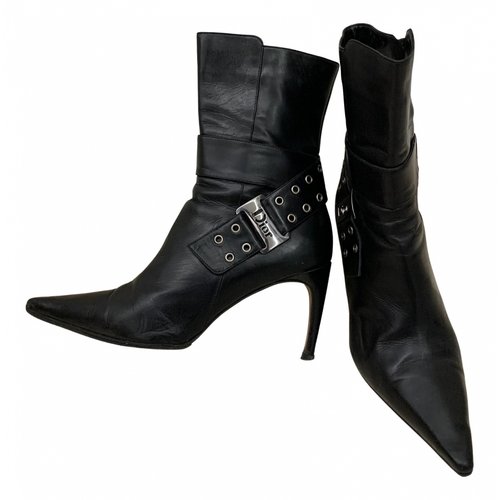 Pre-owned Dior Leather Ankle Boots In Black