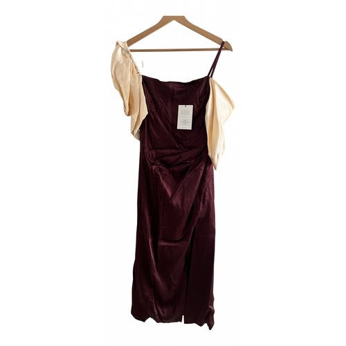 Pre-owned Rejina Pyo Silk Maxi Dress In Burgundy