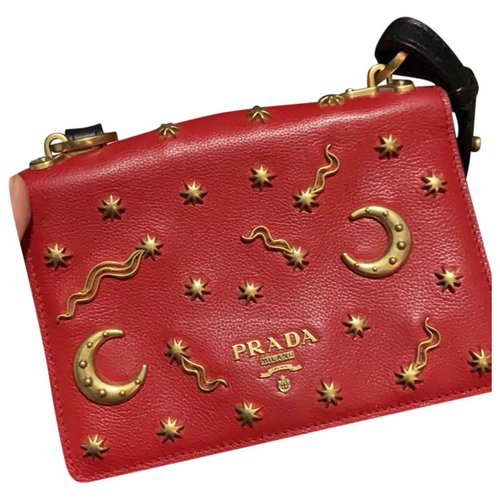 Pre-owned Prada Cahier Leather Bag In Red