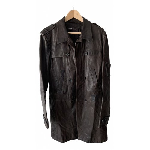 Pre-owned Neil Barrett Leather Trench In Brown