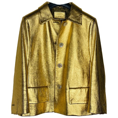 Pre-owned Prada Leather Short Vest In Gold