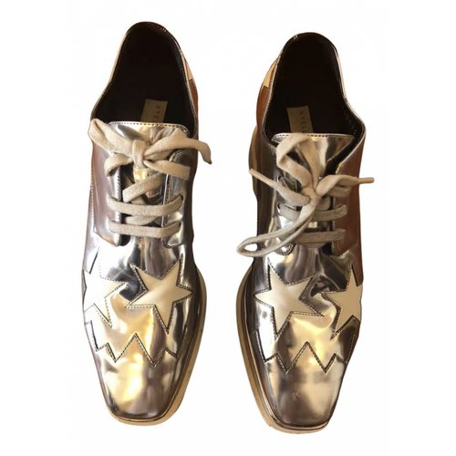 Pre-owned Stella Mccartney Elyse Patent Leather Lace Ups In Silver