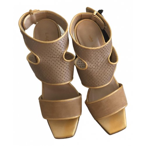 Pre-owned Lacoste Leather Sandals In Camel