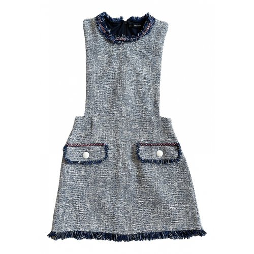Pre-owned Zara Tweed Mini Dress In Blue | ModeSens