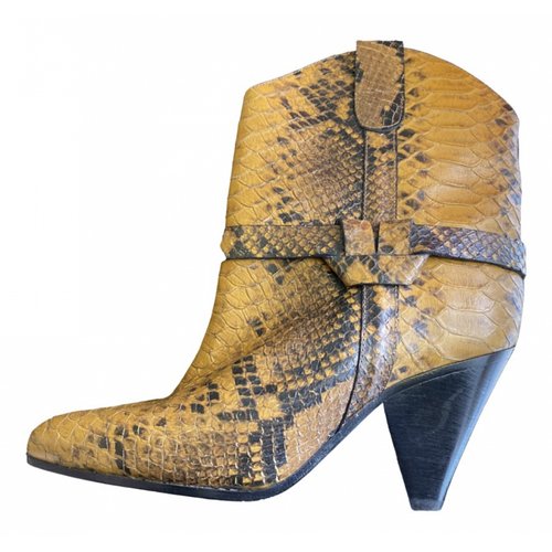 Pre-owned Isabel Marant Leather Ankle Boots In Yellow