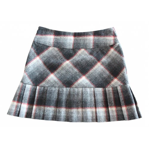 Pre-owned Cynthia Rowley Wool Mini Skirt In Grey