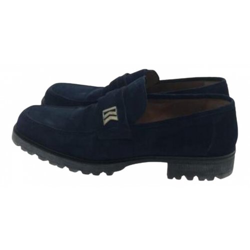 Pre-owned Versace Flats In Navy