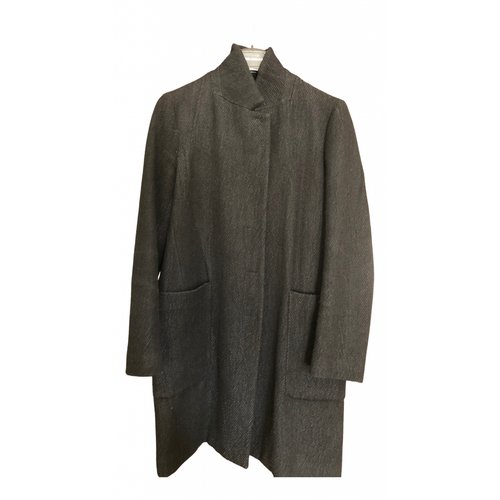 Pre-owned Pomandère Linen Coat In Black