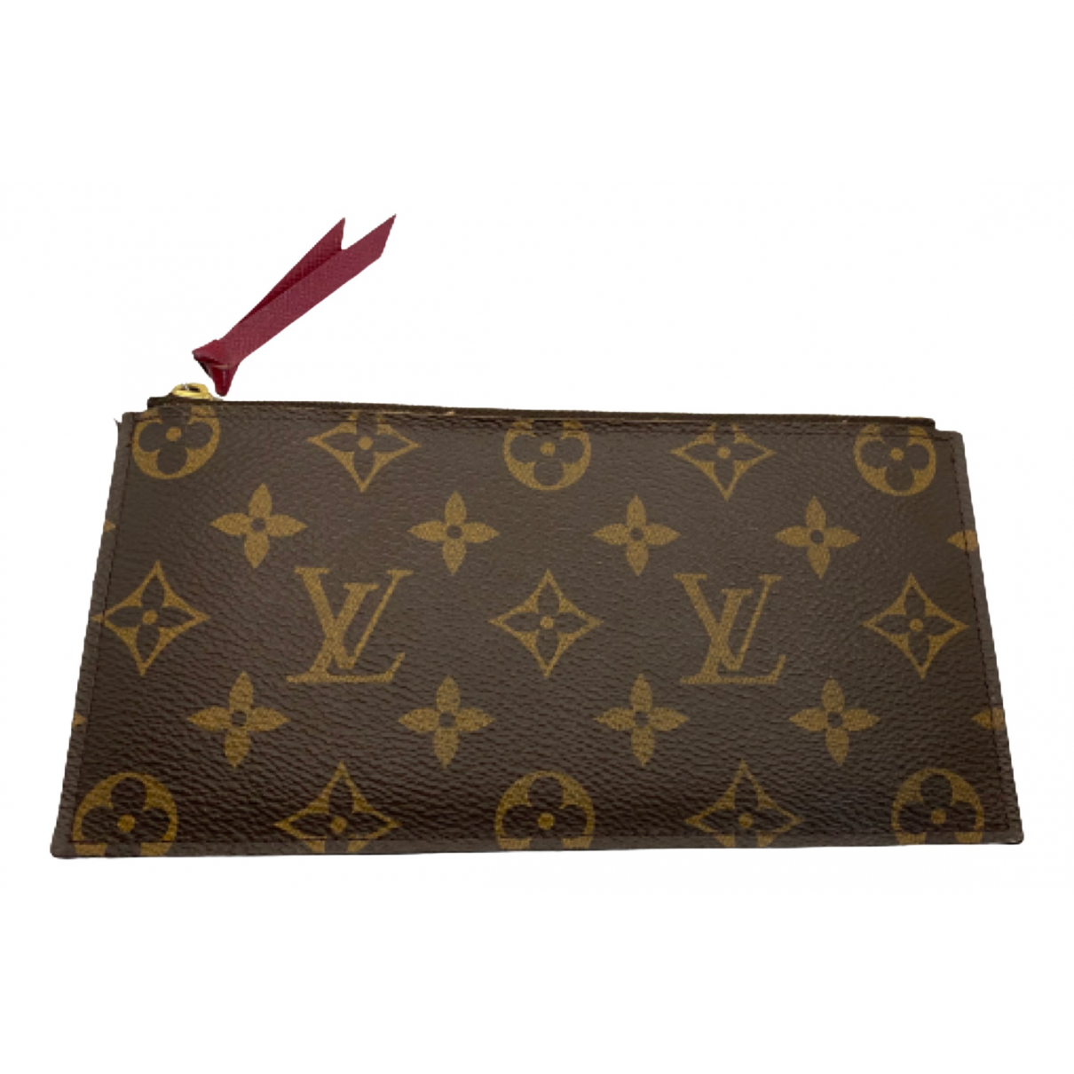 Pre-owned Louis Vuitton Fã©licie Linen Clutch Bag In Brown | ModeSens
