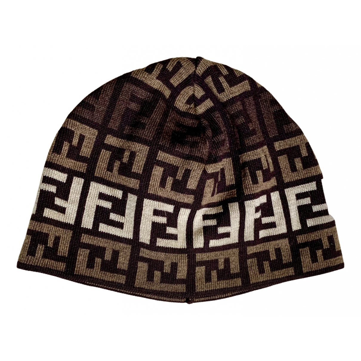 Pre-owned Fendi Wool Beanie In Brown 