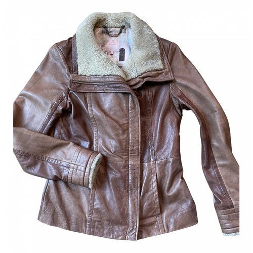 Pre-owned Ted Baker Leather Jacket In Brown