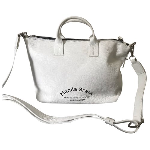 Pre-owned Manila Grace Leather Handbag In White