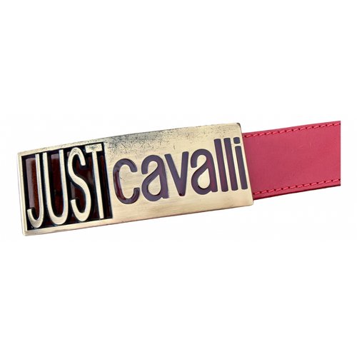 Pre-owned Just Cavalli Leather Belt In Burgundy