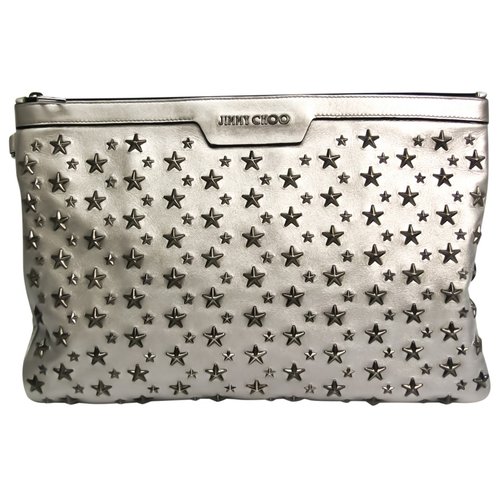 Pre-owned Jimmy Choo Leather Clutch Bag In Silver
