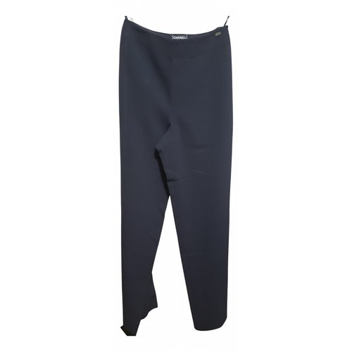 Pre-owned Chanel Wool Trousers In Navy