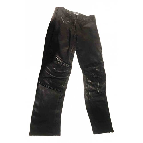 Pre-owned Jean Paul Gaultier Leather Trousers In Black