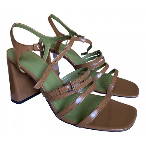 Pre-owned By Far Leather Sandals In Brown