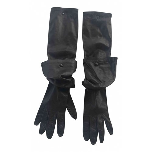 Pre-owned Costume National Leather Long Gloves In Black