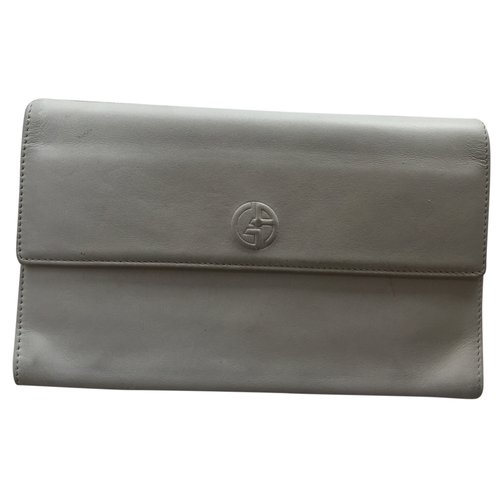 Pre-owned Giorgio Armani Leather Wallet In Grey