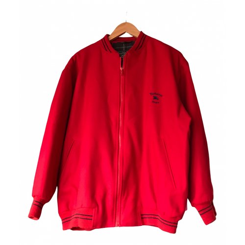 Pre-owned Burberry Wool Biker Jacket In Red
