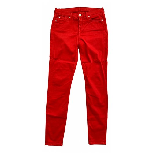 Pre-owned 7 For All Mankind Slim Jeans In Red