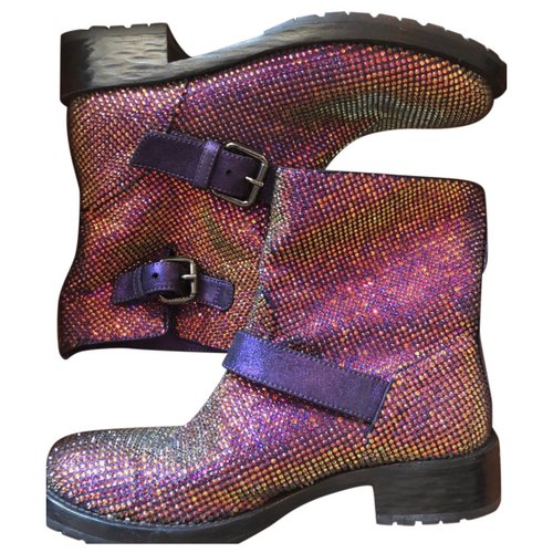 Pre-owned Le Silla Leather Ankle Boots In Purple